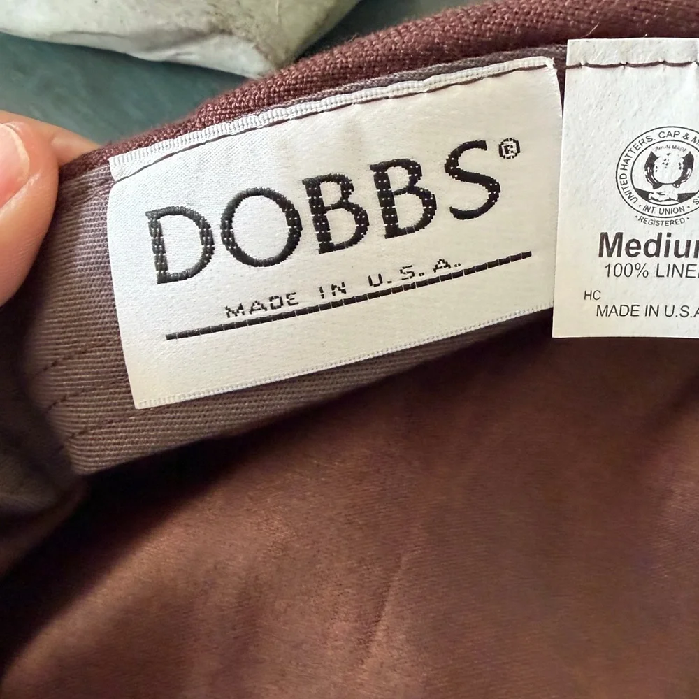DOBBS Chap flat Brown Cap Classic Newsboy Medium 100% Linen